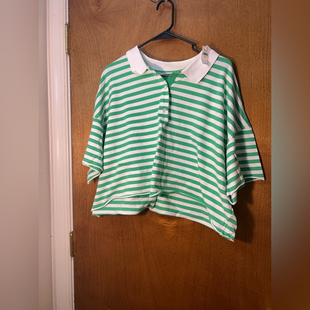 *NWT* AERIE striped polo tee